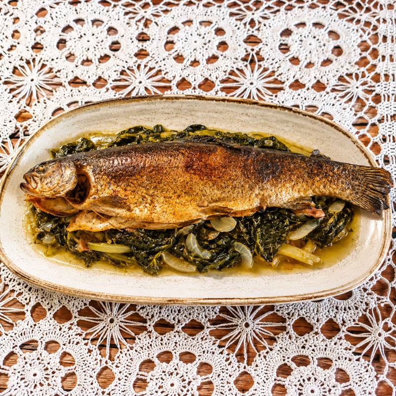 Baked Trout with Wild Greens (Traditional Epirus Recipe) – Healthy, Easy & Authentic Greek&nbsp;Dish
