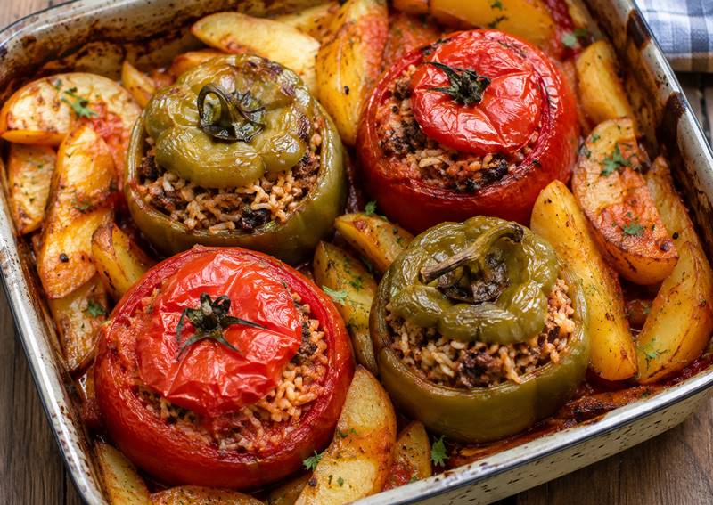 Stuffed Tomatoes and Peppers with Meat: The Authentic Greek&nbsp;Gemista