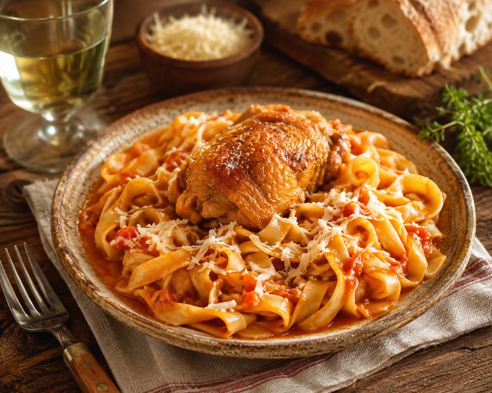 Greek Chicken with Hilopites and Fresh Tomato – Traditional&nbsp;Recipe