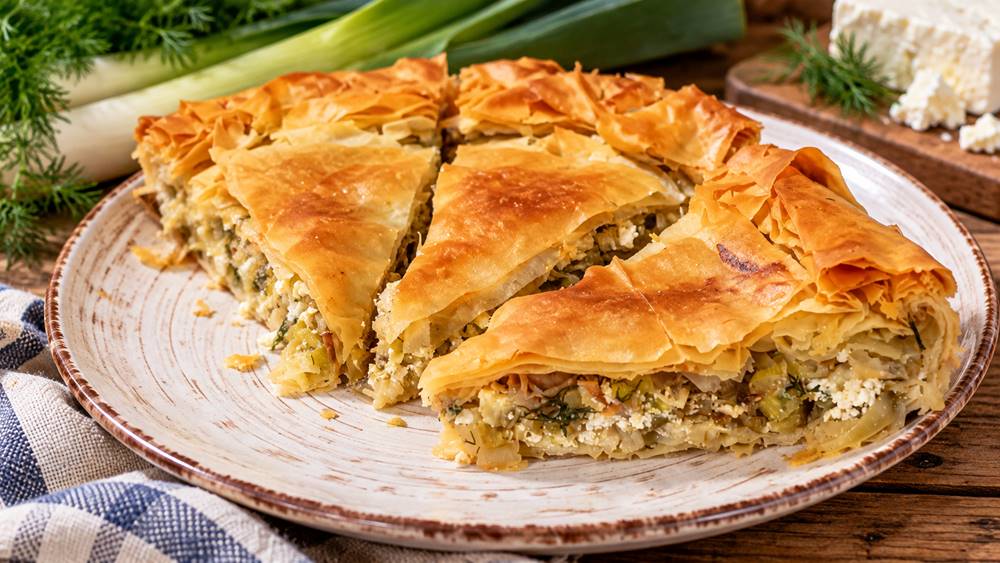Traditional Greek Leek Pie (Prasopita) with Homemade&nbsp;Phyllo
