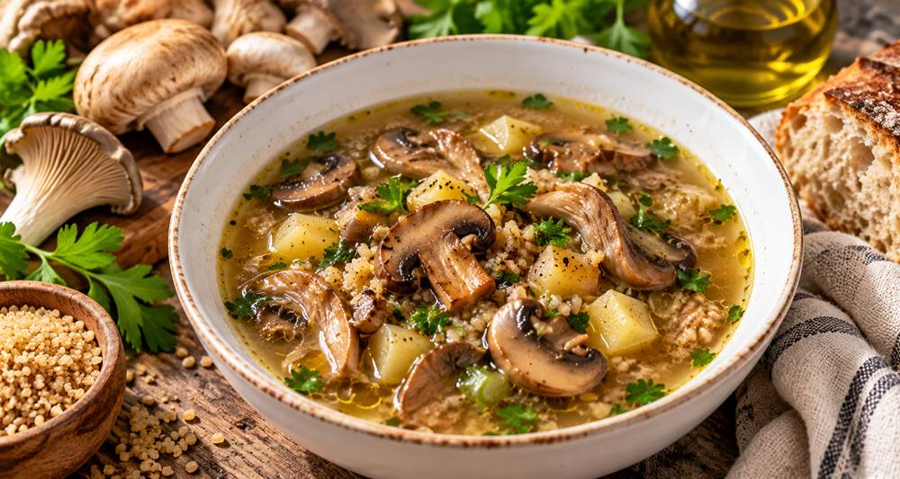 Lake Plastiras Mushroom Soup – Greek Mushroom & Bulgur&nbsp;Soup