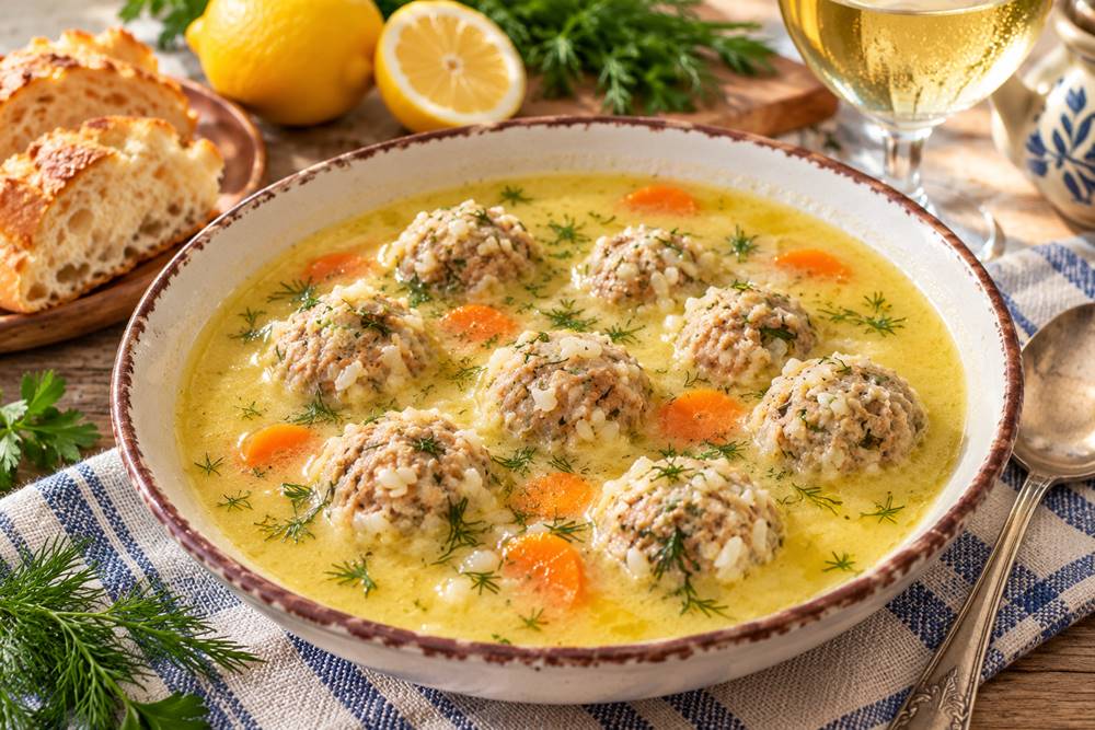 Greek Meatball Soup with Avgolemono – Youvarlakia&nbsp;Recipe